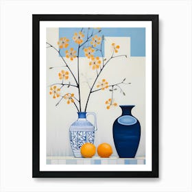 vases and lemons in Greek island Art Print