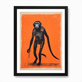 Spider Monkey, Woodblock Animal Drawing 2 Art Print