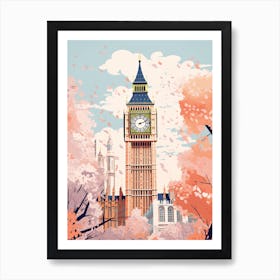 Big Ben, London   Cute Botanical Illustration Travel 6 Art Print