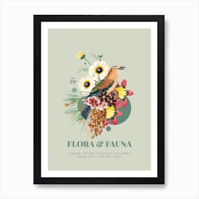 Flora & Fauna with Young Roller Art Print