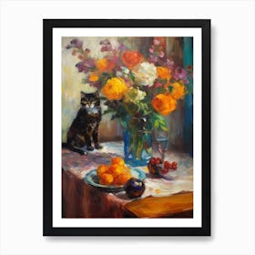 Iris With A Cat 4 Art Print