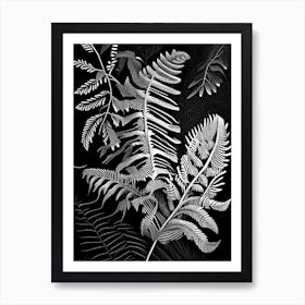 Forked Fern Linocut Art Print