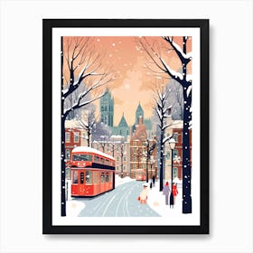 Vintage Winter Travel Illustration London United Kingdom 7 Art Print