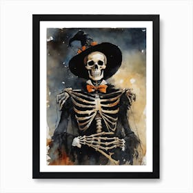 Vintage Halloween Gothic Skeleton Painting (11) Art Print