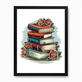 Books And Roses Art Print