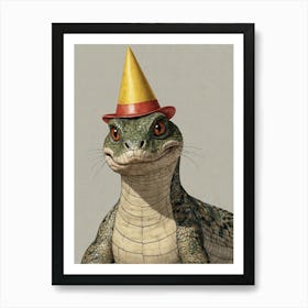 Lizard In A Party Hat 1 Art Print