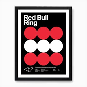 Mid Century Dark Red Bull Ring F1 Art Print