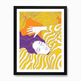 Woman Sleeping In A Bed Art Print