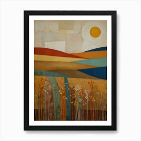 Landscape With Sun Art Print