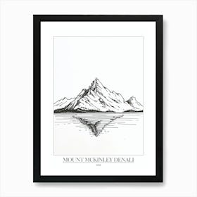 Mount Mckinley Denali Usa Line Drawing 4 Poster Art Print