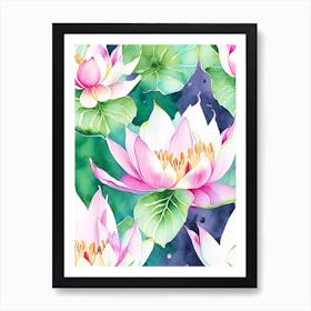 Lotus Flower Pattern Watercolour 2 Art Print