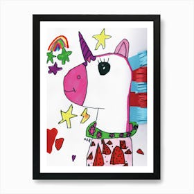 Unicorn drawn by Little Artist O.D.R Art Print