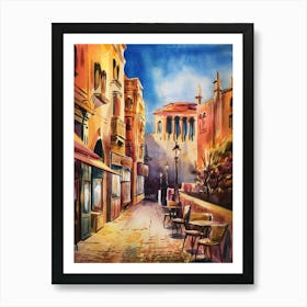 Watercolor Of A City Street Art Print