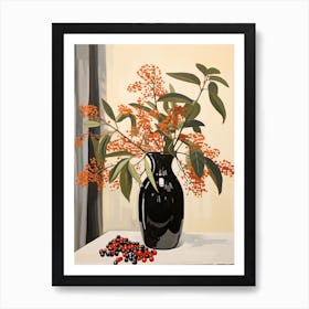 Bouquet Of Beautyberry Flowers, Autumn Fall Florals Painting 0 Art Print