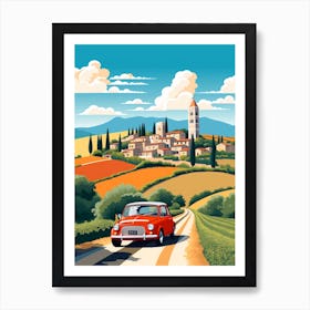 A Mini Cooper In The Tuscany Italy Illustration 3 Art Print