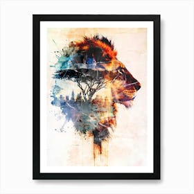 Poster Lion Africa Wild Animal Illustration Art 02 Art Print