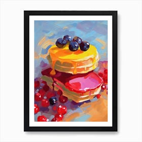 Pancake With Berries Oil Painting 1 Art Print
