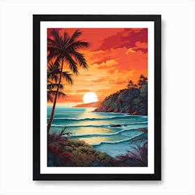 Sunkissed Painting Of Coral Bay Beach Australia 3 Art Print