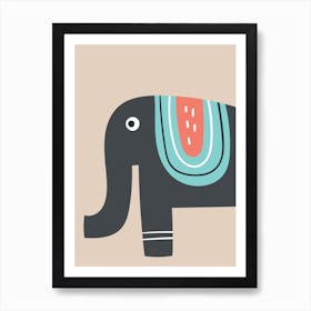 Elephant Neutral Kids Beige Unisex Art Print