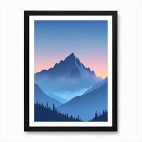 Misty Mountains Vertical Composition In Blue Tone 68 Art Print