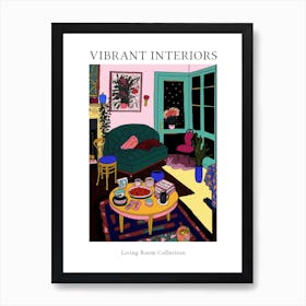 Vibrant Interior Living Room Illustration Art Print