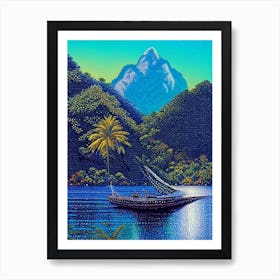 Langkawi Malaysia Pointillism Style Tropical Destination Art Print