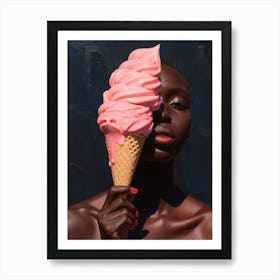 Pink Ice Cream Cone Art Print