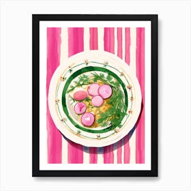 A Plate Of Radishes, Top View Food Illustration 4 Art Print