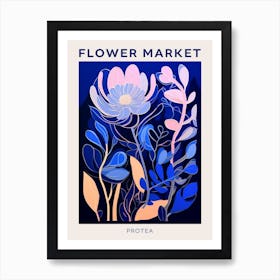 Blue Flower Market Poster Protea 3 Art Print