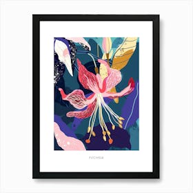 Colourful Flower Illustration Poster Fuchsia 3 Art Print
