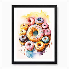 A Buffet Of Donuts Cute Neon 3 Art Print