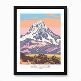 Mount Lafayette Usa Color Line Drawing 3 Poster Art Print