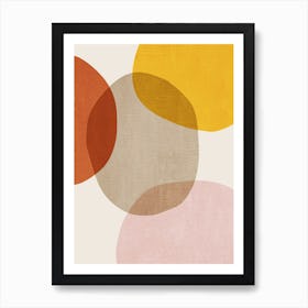 Abstract Circles Blush Yellow Burnt Orange Art Print