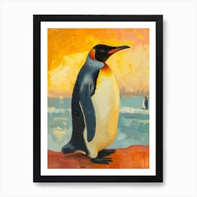 King Penguin Gold Harbour Colour Block Painting 3 Art Print