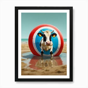 Cow On A Beach Canvas Print Art Print