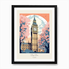 Big Ben, London   Cute Botanical Illustration Travel 9 Poster Art Print