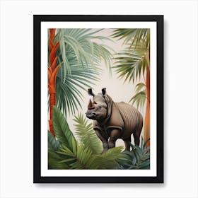 Rhinoceros 3 Tropical Animal Portrait Art Print