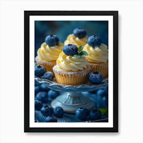 Blueberry Cupcakes On A Plate Poster