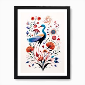 Scandinavian Bird Illustration Egret 1 Art Print