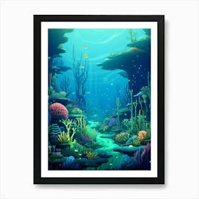 Underwater Landscape Pixel Art 4 Art Print