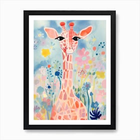 Playful Illustration Of Giraffe For Kids Room 3 Art Print