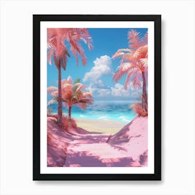 Pink Sand Beach Summer Print Art Print