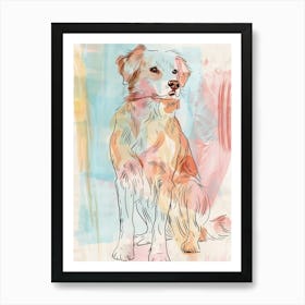 Pastel Nova Scotia Duck Tolling Retriever Dog Pastel Line Illustration 2 Art Print