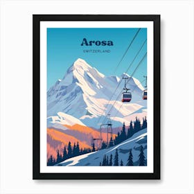 Arosa Switzerland Mountain Scenery Travel Illustration Art Art Print