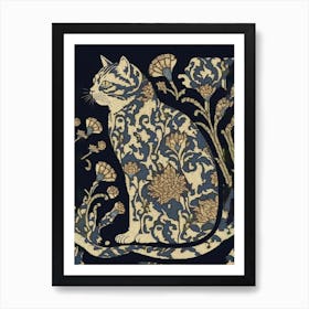 William Morris  Style Cat 2 Art Print