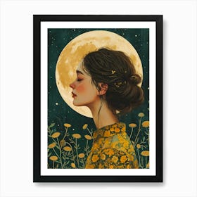 Moonlight girl Art Print