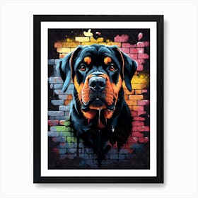 Aesthetic Rottweiler Dog Puppy Brick Wall Graffiti Artwork 1 Art Print