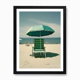 Green Chair And Brach Umbrella  Summer Photography 2 Art Print