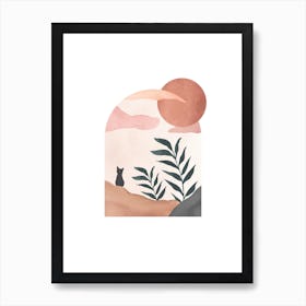 Cat In The Desert Art Print