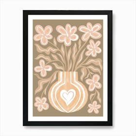 Calm Brown Flowers Art Print